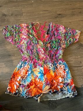 Vibrant Multicolor Floral & Snake-Print Wrap Top